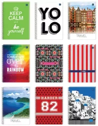 Kołozeszyt A4 100 kartek w linie, mix wzorów