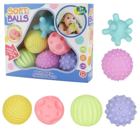 Piłki sensoryczne miękkie kolorowe 6szt - Leantoys