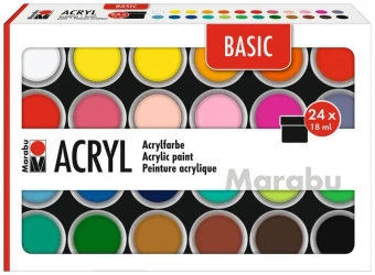 Farby akrylowe Basic 18ml 24 kolory - Marabu