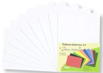 Tektura A4 gładka brokat biała 10szt - Penword