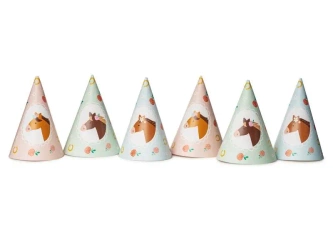 Czapeczki Konie 16cm 6szt - PartyDeco