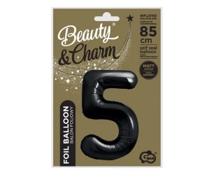 Balon foliowy B&C cyfra 5 matowa czarna 85cm - Godan