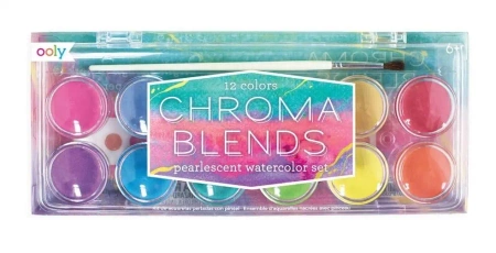 Farby akwarelowe perłowe 12 farb + pędzelek - Kolorowe Baloniki