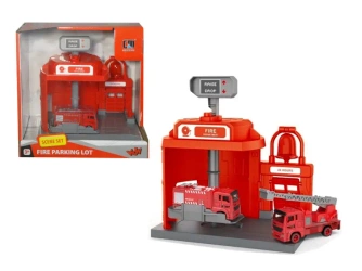 Zestaw strażacki – remiza ze zjeżdżającym po karuzeli autkiem - SWEDE