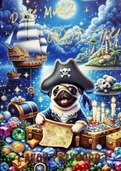 Karnet Urodzinki Mops 3K - YEKU