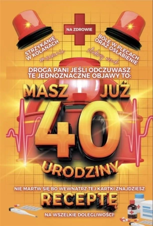Karnet Urodzinowy z receptą 40 - YEKU