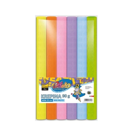 Krepina 20x250cm 90g 6 kolorów pastel - Alfa Pastello