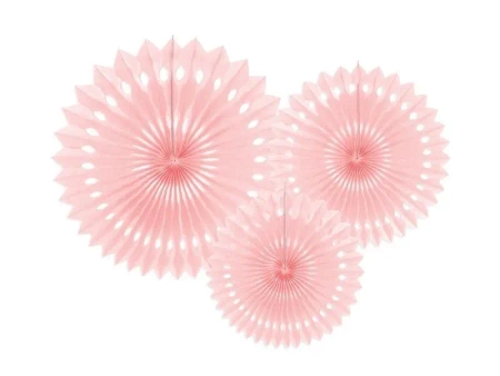 Rozety dekoracyjne różowe 20-30cm 3szt - PartyDeco