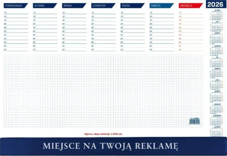 Kalendarz 2026 biuwar mały z listwą - Wokół Nas