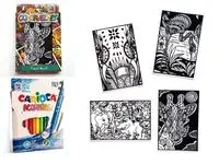 Zestaw 4 Kolorowanek Welwetowych + 12 Flamastrów Carioca - ZOO - Stepp Sp.z.o.o