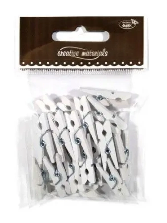 Klamerki drewniane białe 30mm 25szt - Galeria Hobby