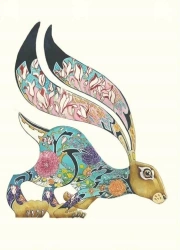 Karnet A090 B6 + koperta Turkusowy zając Wielkanoc - DM Collection