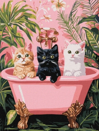 Malowanie po numerach - Koty w łazience 30x40cm - Ideyka