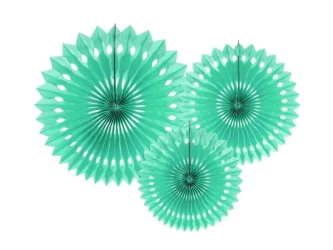 Rozety dekoracyjne miętowe 20-30cm - PartyDeco