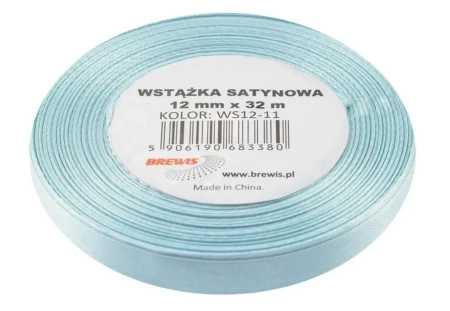 Wstążka satynowa błękitna 12mmx32m - Brewis