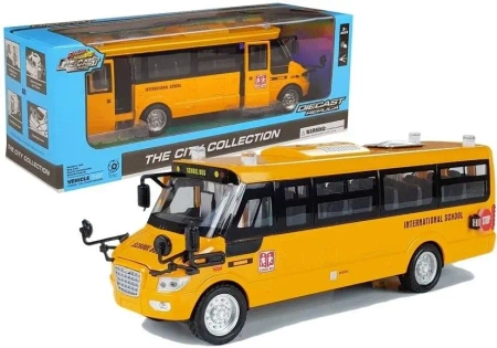 Autobus szkolny metalowy z napędem frykcyjnym - Leantoys
