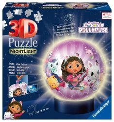 Puzzle 3D 72 Świecąca Kula: Koci Domek Gabi - Ravensburger