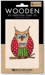 Karnet drewniany C6 + koperta Sowa - Cozywood