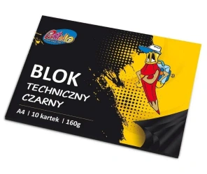 Blok techniczny A4 160g 10 kartek czarny - Alfa Pastello