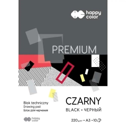Blok techniczny czarny A3/10K Premium HAPPY COLOR - GDD