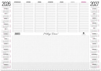 Kalendarz 2026/2027 biuwar z przezroczystą listwą - Pan Kalendarzyk