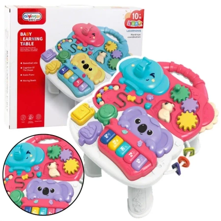Stolik edukacyjny muzyczny sensoryczny różowy - Leantoys