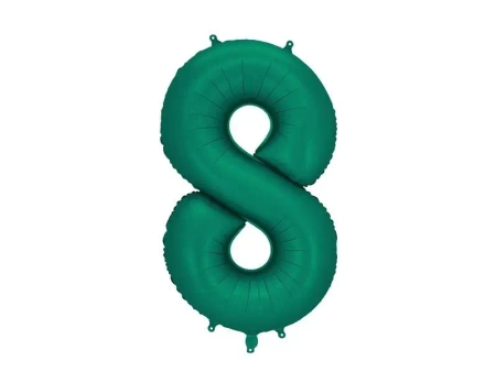 Balon foliowy cyfra 8 86cm butelkowa zieleń - PartyDeco