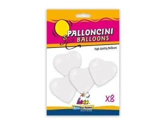 Balony serca białe 25cm 8szt - Super Power