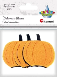 Dekoracje filcowe dynie 3D 50x50mm 8szt - Titanum