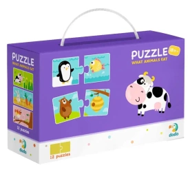 Puzzle 12x2 Co jedzą zwierzęta? - Dodo