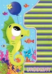 Karnet A5 Urodziny roczek - Konik morski - Henry