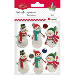 Naklejki papierowe 3D Bałwanki 6szt - Titanum