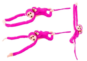 Maskotka małpka z dzieckiem ciemno różowa 90cm - Leantoys