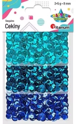 Cekiny 8mm zestaw metaliczny 3 kolory