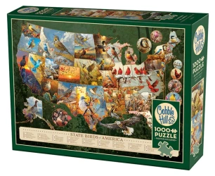 Puzzle 1000 Ptaki symbole amerykańskich stanów 113528 - Cobble Hill