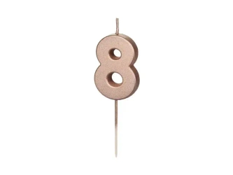 Świeczka urodzinowa 8 różowe złoto 4.5cm - PartyDeco