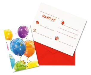 Zaproszenia z kopertą Sparkling Balloons 6 szt - Godan