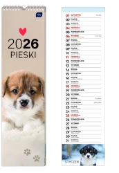 Kalendarz 2026 paskowy 13,5x50cm Psy - INTERDRUK