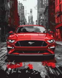 Malowanie po numerach - Czerwony mustang 40x50cm - Ideyka