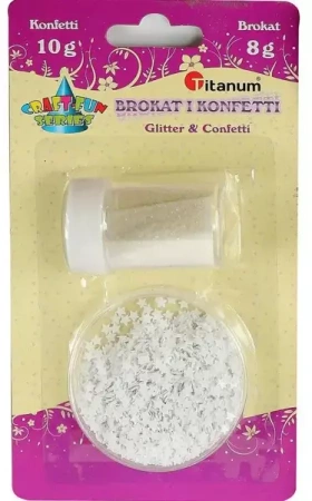 Zestaw brokat + konfetti biały - Titanum