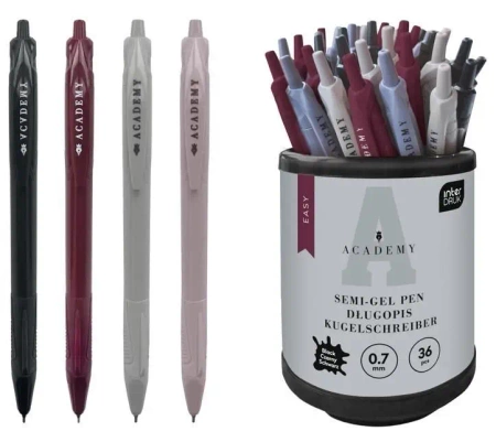 Długopis auto czarny z grip. EASY Academy (36szt) - INTERDRUK
