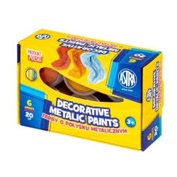 Farby dekoracyjne Astra o połysku metalicznym 6 kolorów po 20 ml - ASTRA art-pap
