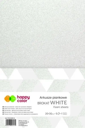 Arkusze piankowe brokat A4 białe 5szt. HAPPY COLOR - GDD