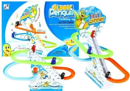 Pingwiny na ruchomych schodach - Leantoys