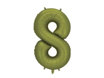 Balon foliowy cyfra 8 86cm oliwkowy - PartyDeco