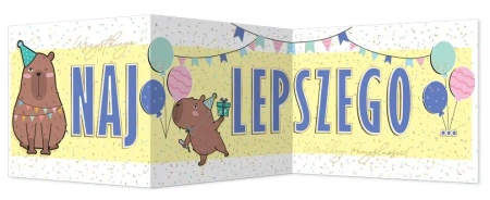 Karnet B6 składany Urodziny - Kapibara - Henry