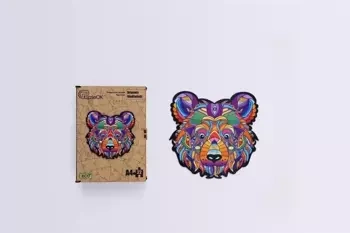 Puzzle drewniane eko 22 Brązowy niedźwiedź A4 - PuzzleOK