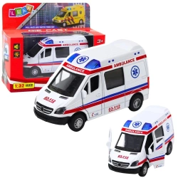 Karetka ambulans metalowy z napędem Pull Back - Leantoys