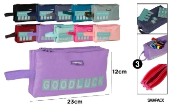 Piórnik trzykomorowy z uchwytem MIX - Sampack