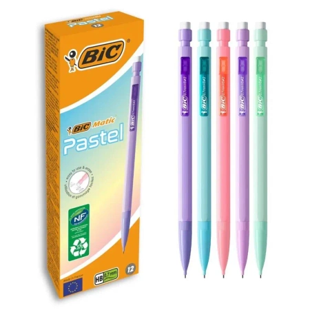 Ołówek aut. z gumką Matic Pastel 0,7mm HB (12szt) - BIC